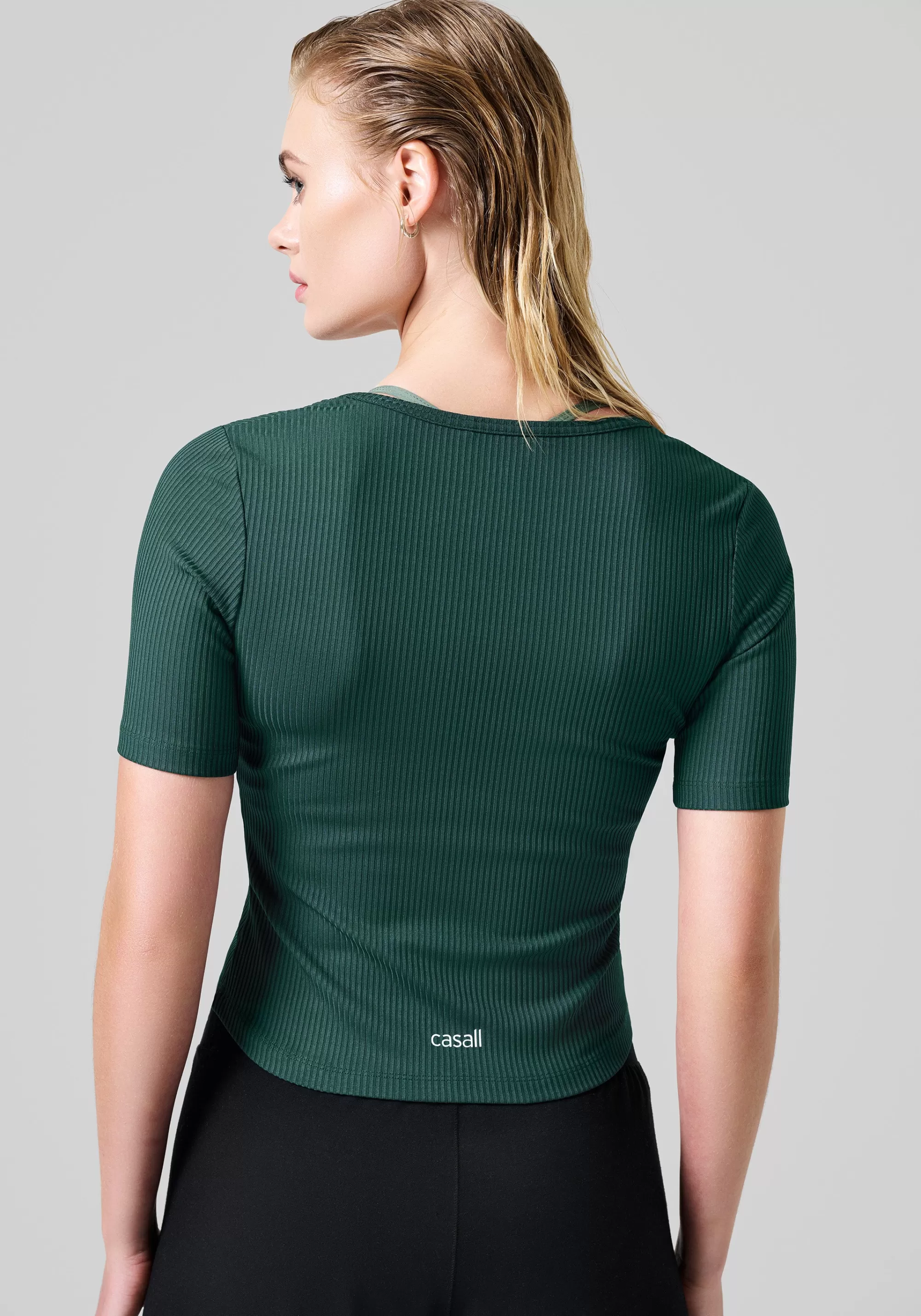 Casall Scoop Rib Tee - Dark Pine Best Sale